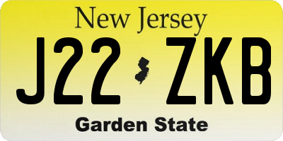 NJ license plate J22ZKB