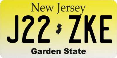 NJ license plate J22ZKE