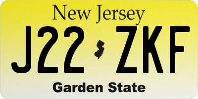 NJ license plate J22ZKF