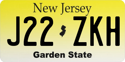 NJ license plate J22ZKH