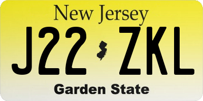 NJ license plate J22ZKL
