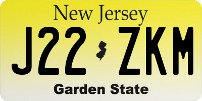 NJ license plate J22ZKM