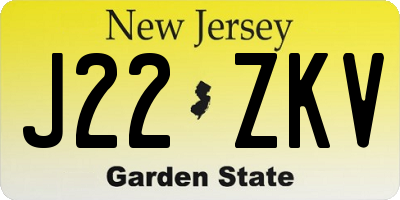 NJ license plate J22ZKV