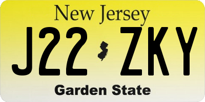 NJ license plate J22ZKY