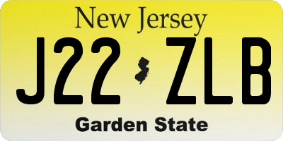 NJ license plate J22ZLB