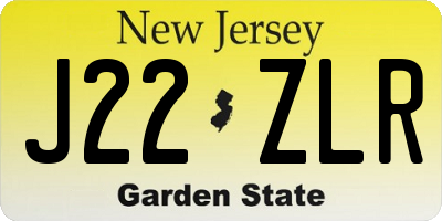 NJ license plate J22ZLR