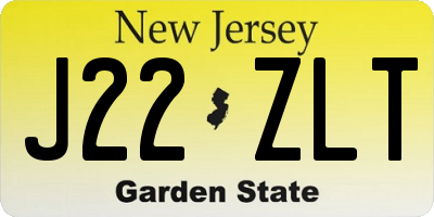 NJ license plate J22ZLT