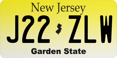 NJ license plate J22ZLW