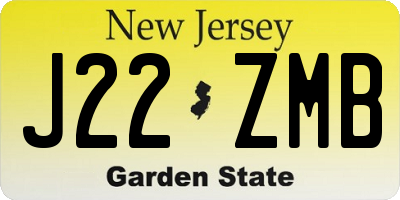 NJ license plate J22ZMB