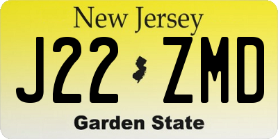 NJ license plate J22ZMD