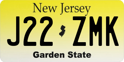 NJ license plate J22ZMK