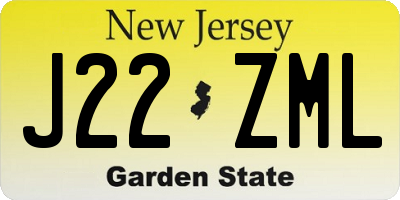 NJ license plate J22ZML