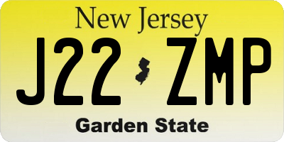 NJ license plate J22ZMP
