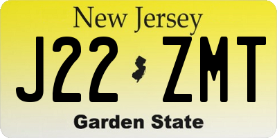 NJ license plate J22ZMT