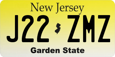 NJ license plate J22ZMZ