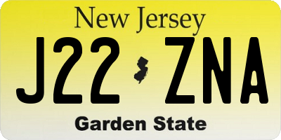 NJ license plate J22ZNA