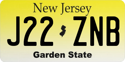 NJ license plate J22ZNB