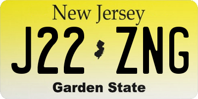 NJ license plate J22ZNG