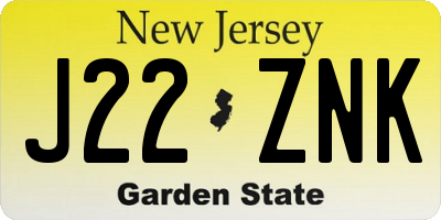 NJ license plate J22ZNK