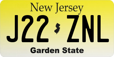 NJ license plate J22ZNL