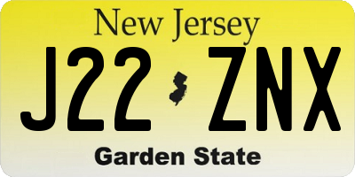 NJ license plate J22ZNX