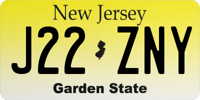 NJ license plate J22ZNY