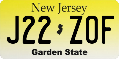 NJ license plate J22ZOF