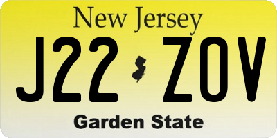 NJ license plate J22ZOV