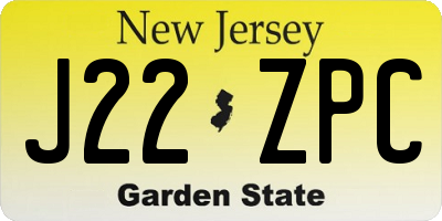 NJ license plate J22ZPC