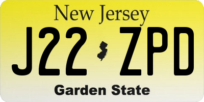 NJ license plate J22ZPD