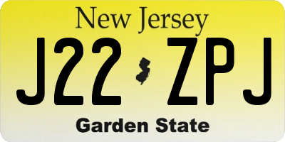 NJ license plate J22ZPJ