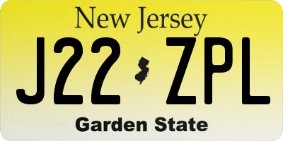 NJ license plate J22ZPL