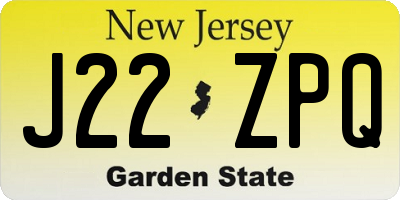 NJ license plate J22ZPQ
