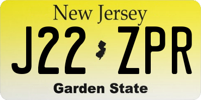 NJ license plate J22ZPR
