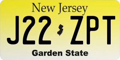 NJ license plate J22ZPT