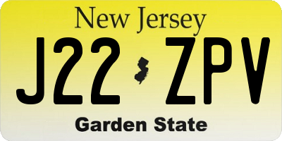 NJ license plate J22ZPV