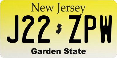 NJ license plate J22ZPW