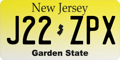NJ license plate J22ZPX