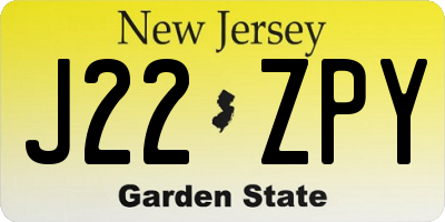 NJ license plate J22ZPY