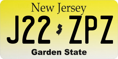 NJ license plate J22ZPZ