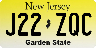 NJ license plate J22ZQC