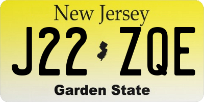 NJ license plate J22ZQE