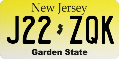 NJ license plate J22ZQK