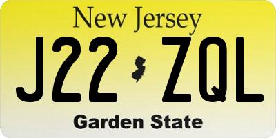 NJ license plate J22ZQL