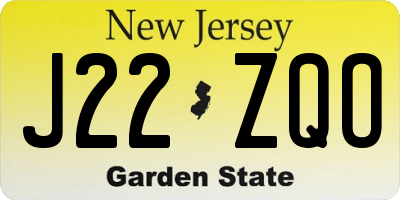 NJ license plate J22ZQO