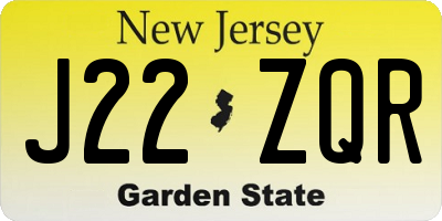 NJ license plate J22ZQR