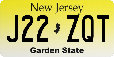 NJ license plate J22ZQT