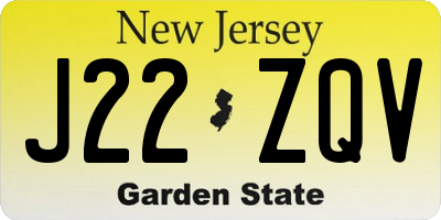 NJ license plate J22ZQV