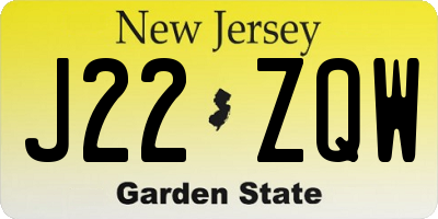 NJ license plate J22ZQW