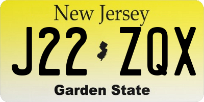 NJ license plate J22ZQX